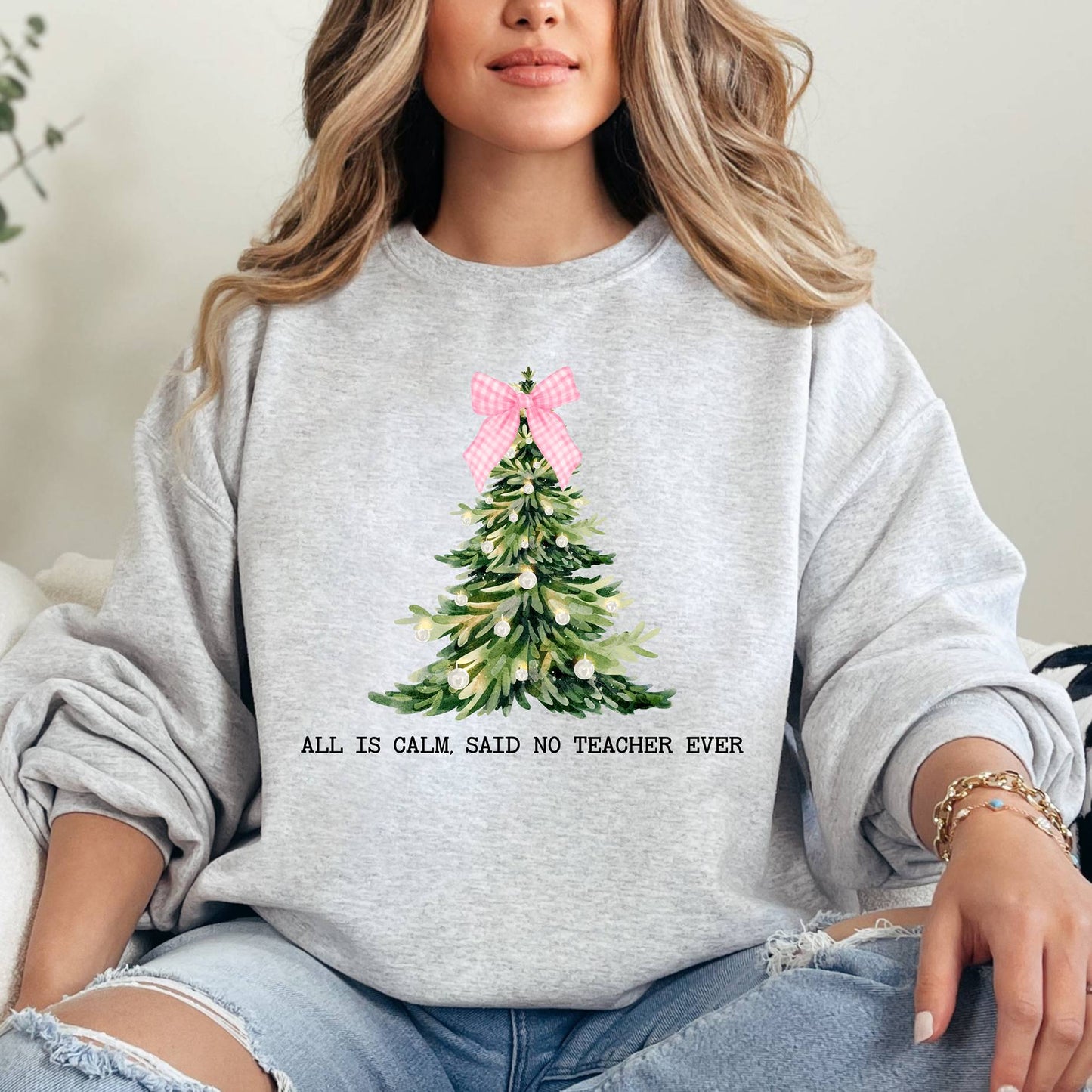 "Christmas Coquette" Teacher Sweatshirt