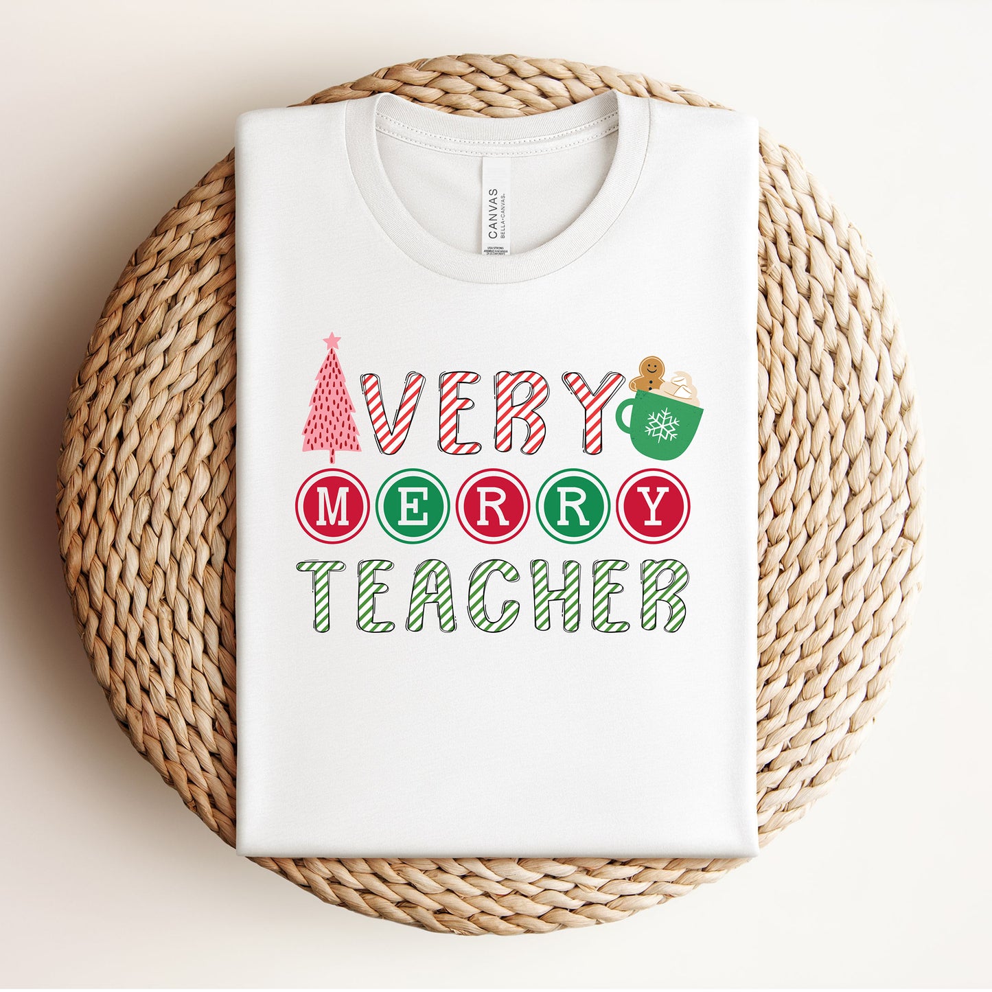 "Merry Teacher" Christmas Teacher Tee